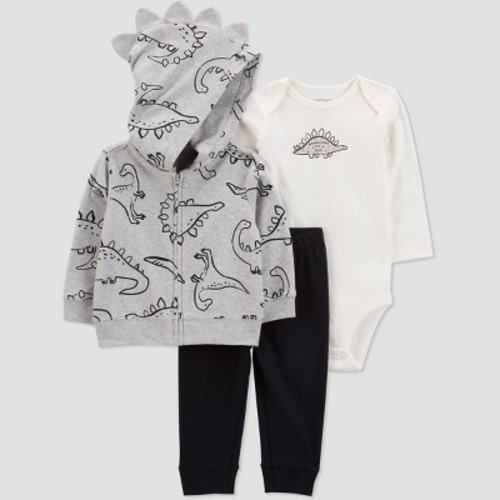 Carter's Just One You®️ Baby Boys' Dino Hoodie Top & Bottom Set - Gray 18M