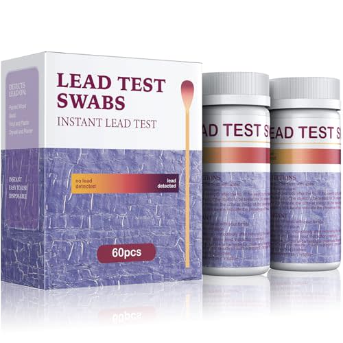 Pawfly 60 Pcs Lead Test Kit for Dishes Lead Paint Test Kit (Dip in Water to Use) Instant Lead Test Swabs with Results in 30 Seconds Rapid Home Lead Testing Kit for Ceramics Metal Toy Jewelry & Wood