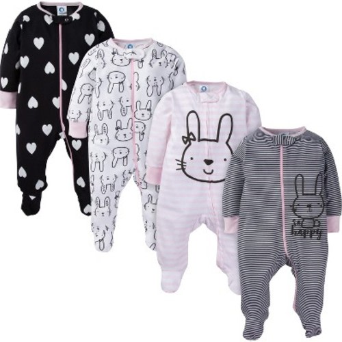 Gerber Baby Girls' Sleep 'N Play- 4-Pack, Color: Bunny, Size: 3-6 months