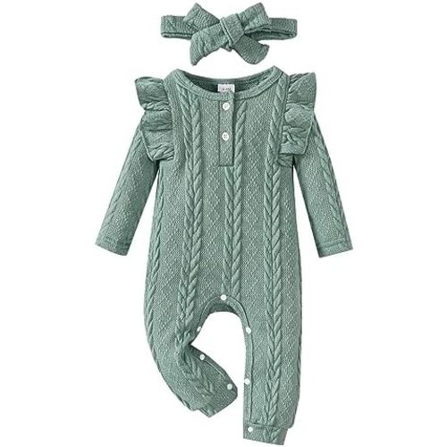 Infant Baby Girl Clothes Newborn Girl Romper Fall Winter Outfit Ruffle Long Sleeve Jumpsuit Romper Cute Baby Girl Outfit