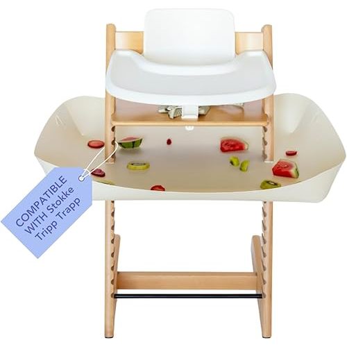 CATCHY -Food Catcher-Compatible with Stokke Tripp Trapp High Chair +11 Other High Chairs-Highchair Sold Separately-Baby & Toddler Food & Mess Catcher-Premium Linen Inspired -Under High Chair Accessory