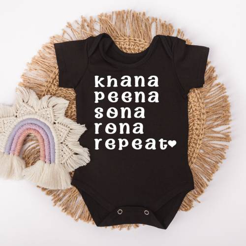 Khana Peena Sona Rona Repeat Baby Bodysuit