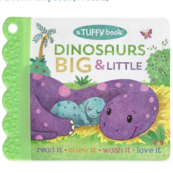 Tuffy Dinosaurs Big & Little (an Opposites Book) - Washable, Chewable, Unrippable Pages With Hole For Stroller Or Toy Ring, Teether Tough, Ages 0-3 (A Tuffy Book)