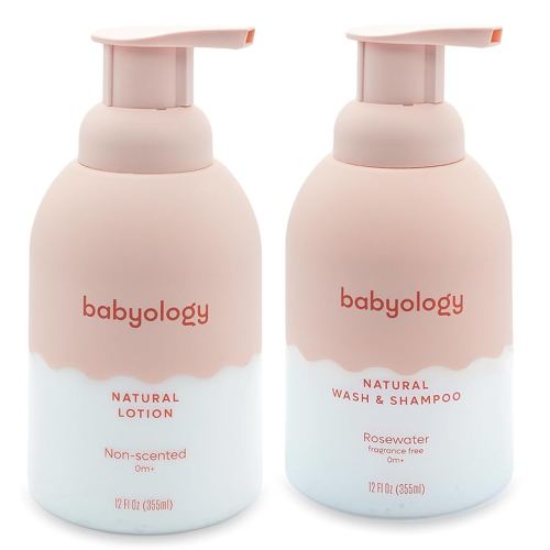 100% Edible Ingredients - All Natural Baby Wash and Shampoo Rose + Organic Baby Lotion SET - 12 FL OZ Good for Sensitive Skin or Eczema - Non Toxic - Fragrance Free (Set of 2)