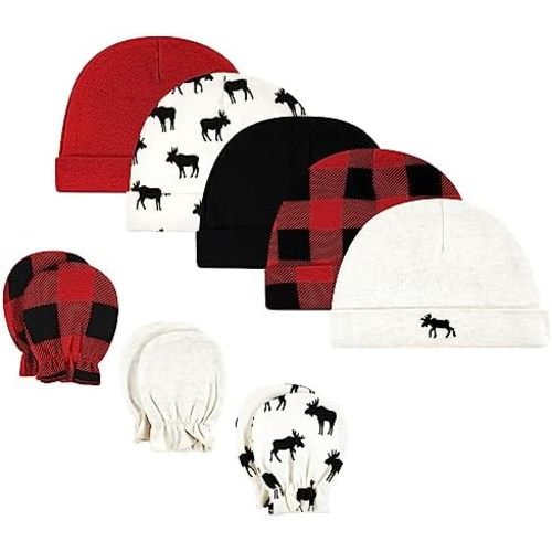 Hudson Baby Unisex Baby Cotton Cap and Scratch Mitten Set