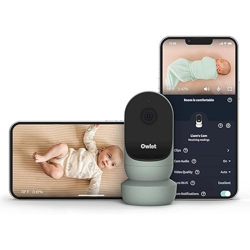 Owlet Cam Smart Video Baby Monitor with Video Camera and Audio - Secure Wifi, 1080p Night Vision, Customize Cry, Sound and Motion Alerts, 2-way audio, Mounting kit
