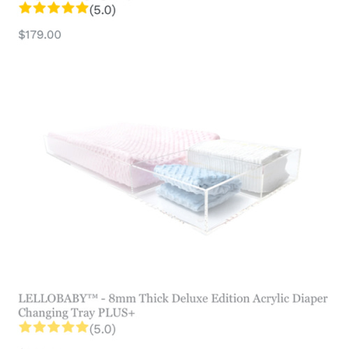 LELLOBABY™ - 8mm Thick Deluxe Edition Acrylic Diaper Changing Tray PLUS+