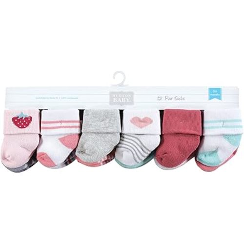Hudson Baby Baby Girls' Cotton Rich Newborn and Terry Socks