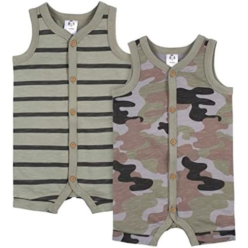 Gerber Baby Boys' 2-Pack Short Leg Romper