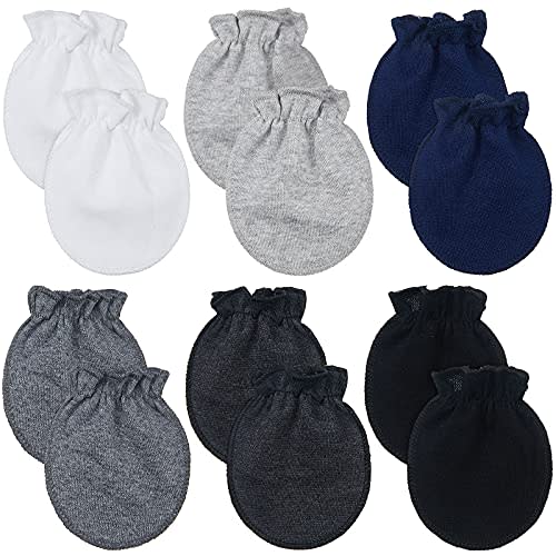 Syhood 6 Pairs Newborn Baby Mittens Cotton No Scratch Infant Gloves Mitten for Baby 0-6 Months Boys Girls
