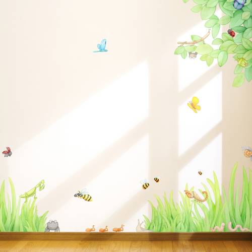 Brilliant Bugs Wall Decals for Kids with Ladybugs and Praying Mantis - Eco Friendly Peel and Stick Insect Wall Stickers
