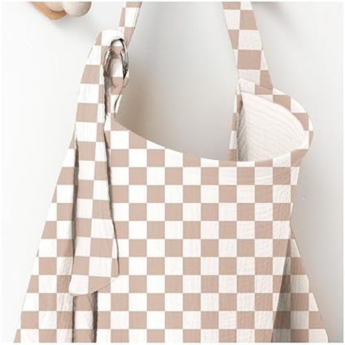 Muslin Nursing Covers for Breastfeeding, Privacy Breast Feeding Cover with Arch Neckline for Mom and Baby, Breathable 100% Cotton Nursing Apron Multi-use Stroller Cover