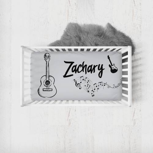 Personalized Guitar Crib Sheet, Music Crib Sheet, Guitar Nursery, Crib Sheets Boy, Guitar Bedding, Music Theme Baby Nursery Baby Shower Gift
