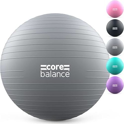 Exercise Ball for Workouts, Anti-Burst and Slip Resistant, Swiss Yoga Ball for Pregnancy, Stability, Fitness and Physical Therapy, 4 Sizes, with Pump