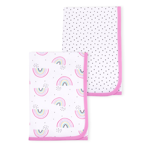 Little Star Organic 100% Pure Organic Cotton Girls Receiving Blanket, 2 Pk, Taste the Rainbow