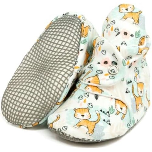 Ella Bonna Organic Cotton Muslin Baby Booties - Newborn to Toddler, Boy & Girl, 6-24 Months