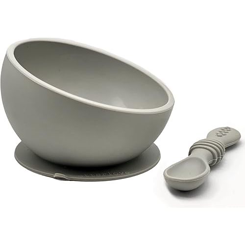Silicone Baby Bowl & Spoon Set - Perfect for Baby Led Weaning - 100% Pure Platinum LFGB Silicone with NO Fillers