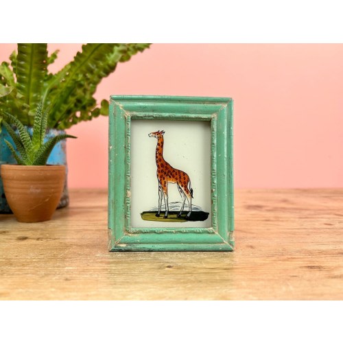 Vintage Indian Reverse Glass Painting of a Giraffe