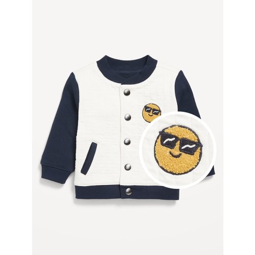 Button-Front Embroidered Patch Bomber Jacket for Baby