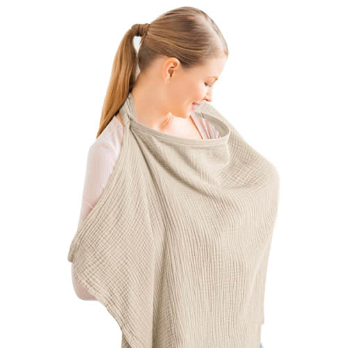 Konssy Muslin Nursing Cover for Baby Breastfeeding, Breathable 100% Cotton Breastfeeding Cover with Rigid Hoop for Mother Nursing Apron, Multi-use Carseat Canopy (Summer Wheat)