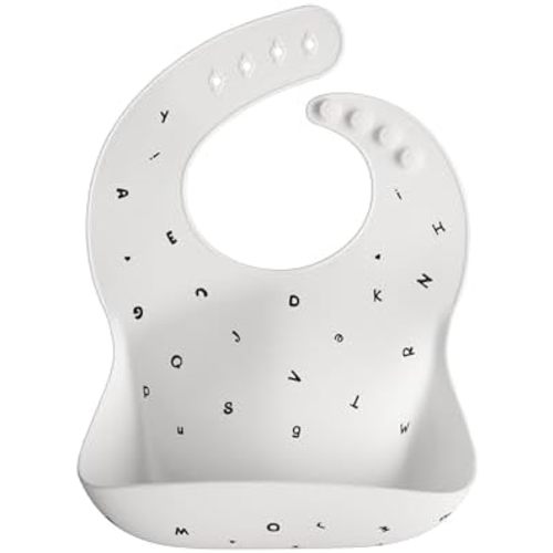 mushie Silicone Baby Bib | Letters White