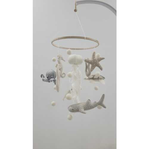 Felt Sea Creatures Baby Mobile: Cheerful Octopus, Handmade Nursery Decor