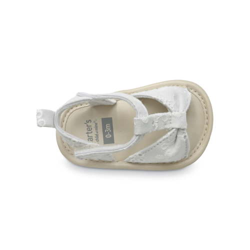 Carter's Child of Mine Infant Girl Eyelet Sandals, Color White, Sizes (0-3) - (3-6) Months