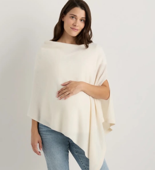 Mongolian Cashmere Nursing Shawl in Ivory