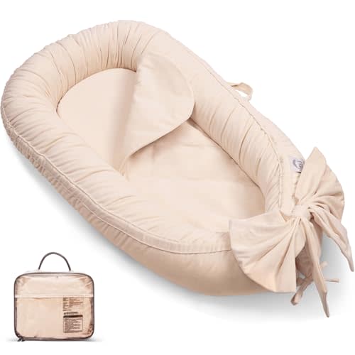 EAQ Baby Lounger, Snuggle Me Lounger, Portable Baby Nest Breathable & Soft, Organic Cotton Baby Lounger Pillow, Safe Baby Bassinet for Co-Sleeping, Nursery, Travel, Playtime