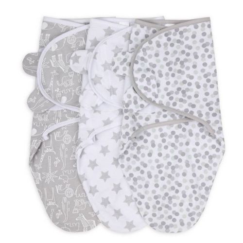 The Peanutshell Swaddle Wrap Gray Safari Sky - S/m 3pk