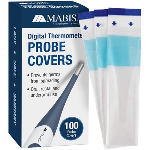 MABIS Disposable Probe Covers for Digital Thermometers, Box of 100, FSA Eligible, Can be Used Orally, Rectally or Under the Arm