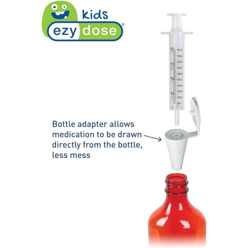 EZY DOSE Kids Baby Oral Syringe & Dispenser Calibrated for Liquid Medicine, Reduce Mess, Easy Way to Orally Administer Medication, 10 mL/2 TSP, Includes Bottle Adapter, Clear, BPA Free