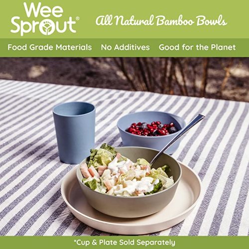WeeSprout Bamboo Toddler Bowls | Set of 4 (10 fl oz), Size: 15 oz, Blue