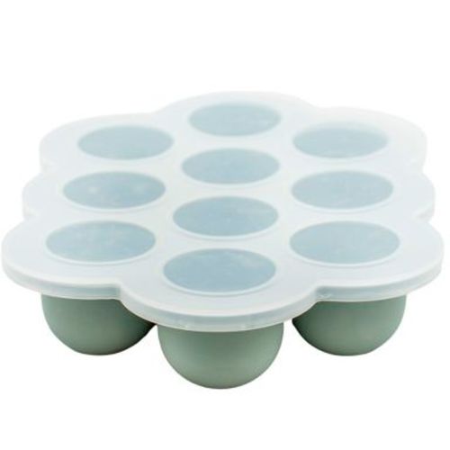 WeeSprout Silicone Baby Food Freezer Tray with Clip-on Lid (Matte Green, Ten 1.5 Ounce Sections)