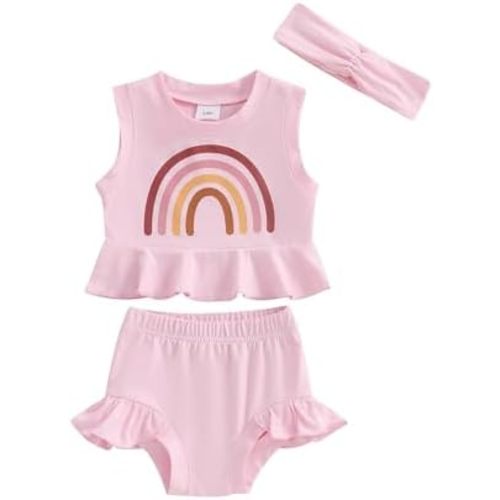 Thorn Tree Newborn Baby Girls Clothes Cotton Suit Cute Baby Kid Infant Romper Play Wear Summer Rainbow Outfits