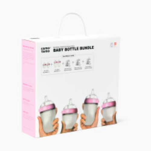 Comotomo Silicone Baby Bottle Bundle Starter Gift Set - Pink