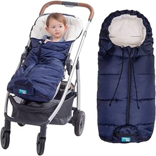 Yobee Universal Cozy Fleece Stroller Footmuff, Winter Outdoor Tour Waterproof Baby Sleeping Bag, Anti-Slip, Adaptable for Almost Stroller, Pram, Navy