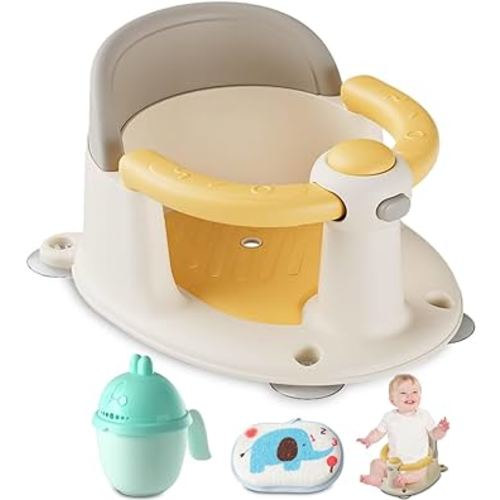 Baby Bath Seat for Babies 6 Months & up, Infant Bath Seat for Baby & Newborn, Sit Up Bath Seat for Baby Cute Yellow