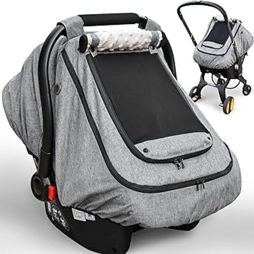 Waterproof Baby Car Seat Cover,YVMVDV Cold Weather Carseat Cover for Babies,Infant Car Seat Cover Canopy for Boy Girls,Windproof Car Seat Canopy for Boys & Girls, Keeps Babies Warm