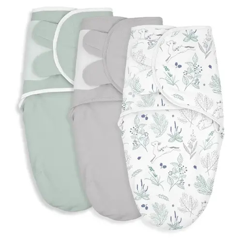 Soarwg Kids Baby Swaddle, Organic Adjustable Baby Swaddles for Newborns, Sleep Sack for Baby Boy and Girl 0-3 Months, 100% Cotton Certified Standard 100 by Oeko-TEX, 3-Pack (Deer Meadow)