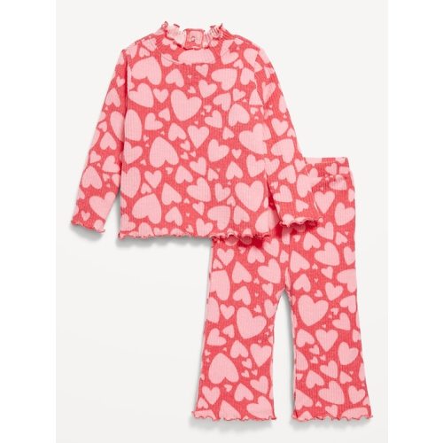 Long-Sleeve Plush Ribbed Top and Flare Pants Set for Baby | Old Navy | 6-12M