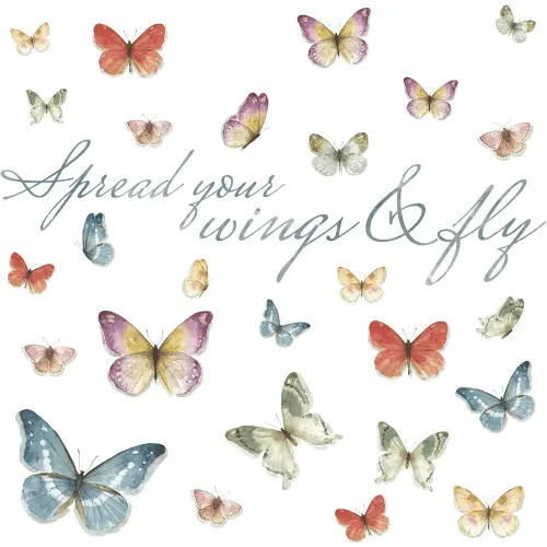 RoomMates RMK3263SCS Lisa Audit Butterfly Quote Peel and Stick Wall Decals