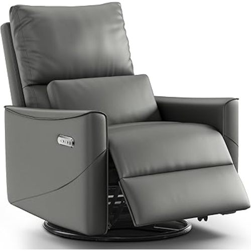 Power Swivel Rocker Recliner Chair for Adults, Glider Nursery Reclining Chair with Lumbar Support, Electric Recliner with USB Type-C Ports, Rocking Recliner for Living Room, Nursery