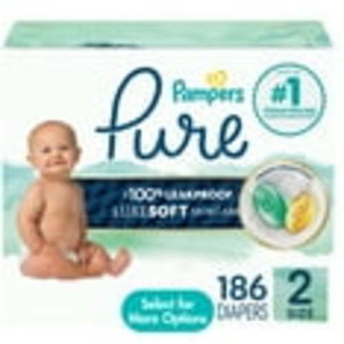 Pampers Pure Protection Diapers Size 2, 186 Count - Hypoallergenic, Shea Butter Enriched, 12 Hour Leakage Protection