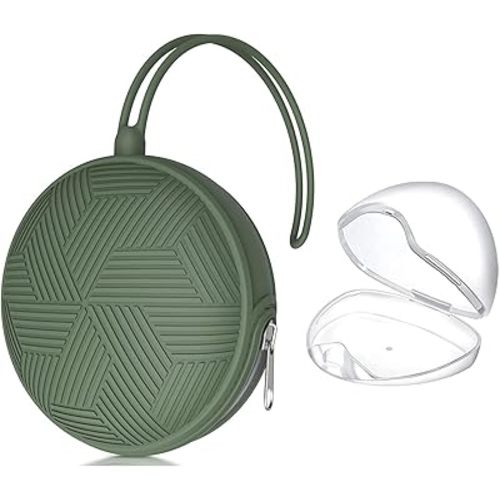 Smlpuame Pacifier Holder Case,BPA Free Portable Pacifier Storage Container,Silicone Baby Pacifier Cover Pouch for Diaper Bag Stroller,Travel Outdoor Activities,Easy to Clean(Army Green)