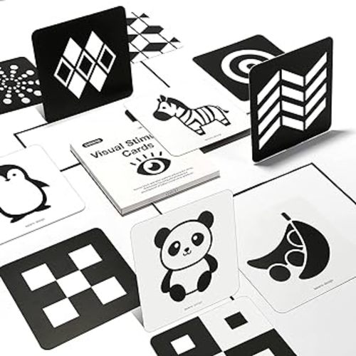beiens High Contrast Baby Flashcards, Newborn Brain Development Toys, Visual Stimulation Learning Activity Cards, 20 PCs 40 Pages 5.5'' x 5.5'' Educational Infants Gift