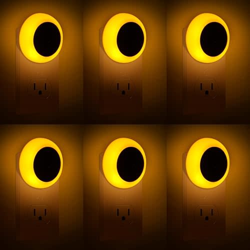 KINUR 6 Pack Amber Night Light, LED Night Lights Plug into Wall with Dusk to Dawn sensors, Plug in Night Lights for Kids Room, Bedroom, Bathroom, Baby Nursery,Stair Lights, Hallway Light