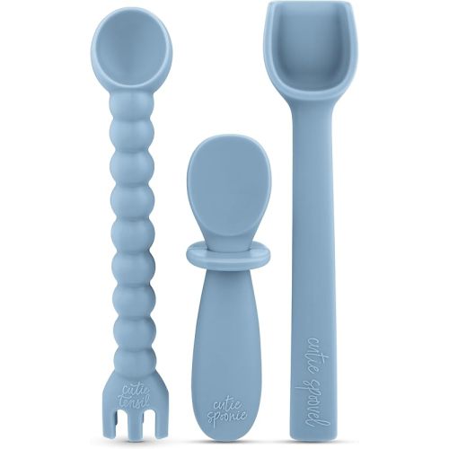Ryan & Rose Ultimate Utensil Set of 3 Silicone Baby Spoons Silicone baby feeding set for baby led weaning, baby spoons self feeding 6 months, baby utensils, toddler utensils (Oxford)