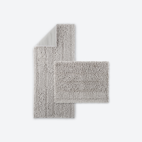 Chenille Runner and Floor Mat Set - heathered oatmeal
