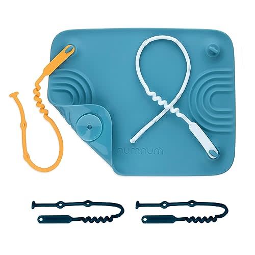 NumNum Non-Slip Silicone Placemats for Babies, Toddlers & Kids – BPA-Free, 100% Food Grade Silicone Table Mats for Dining Tables & Restaurants, Portable & Easy to Clean – 4 Months+, 1 Pack Blue
